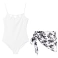thumbnail image 3 of SUYIDA Girls Swimsuit Quick Dry Cut Out One Piece Swimsuits with Tropical Print Cover Up Skirt Bathing Suit Swimwear, 3 of 6