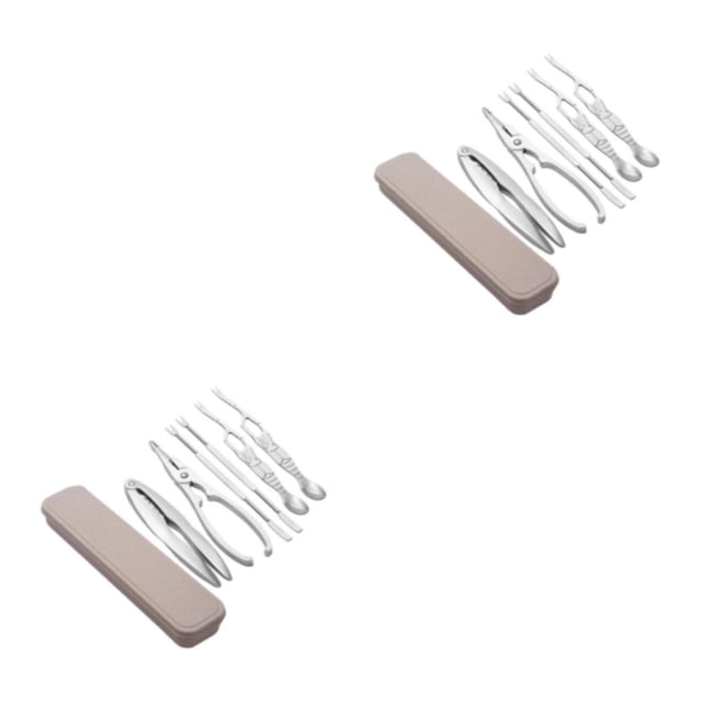 tssuouriy Seafood Tool Sets Dining Experience With Durable Stainless Steel Tools Stainless Steel Seafood Tool Sets Seafood Tools Deluxe 6-piece set 2Set