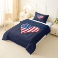 thumbnail image 2 of Manfei Vintage Us Flag Heart Twin Comforter Sets,Navy Bedding Set,Navy Blue Reversible,2pcs,1 Comforter and 1 Pillowcase, 2 of 7