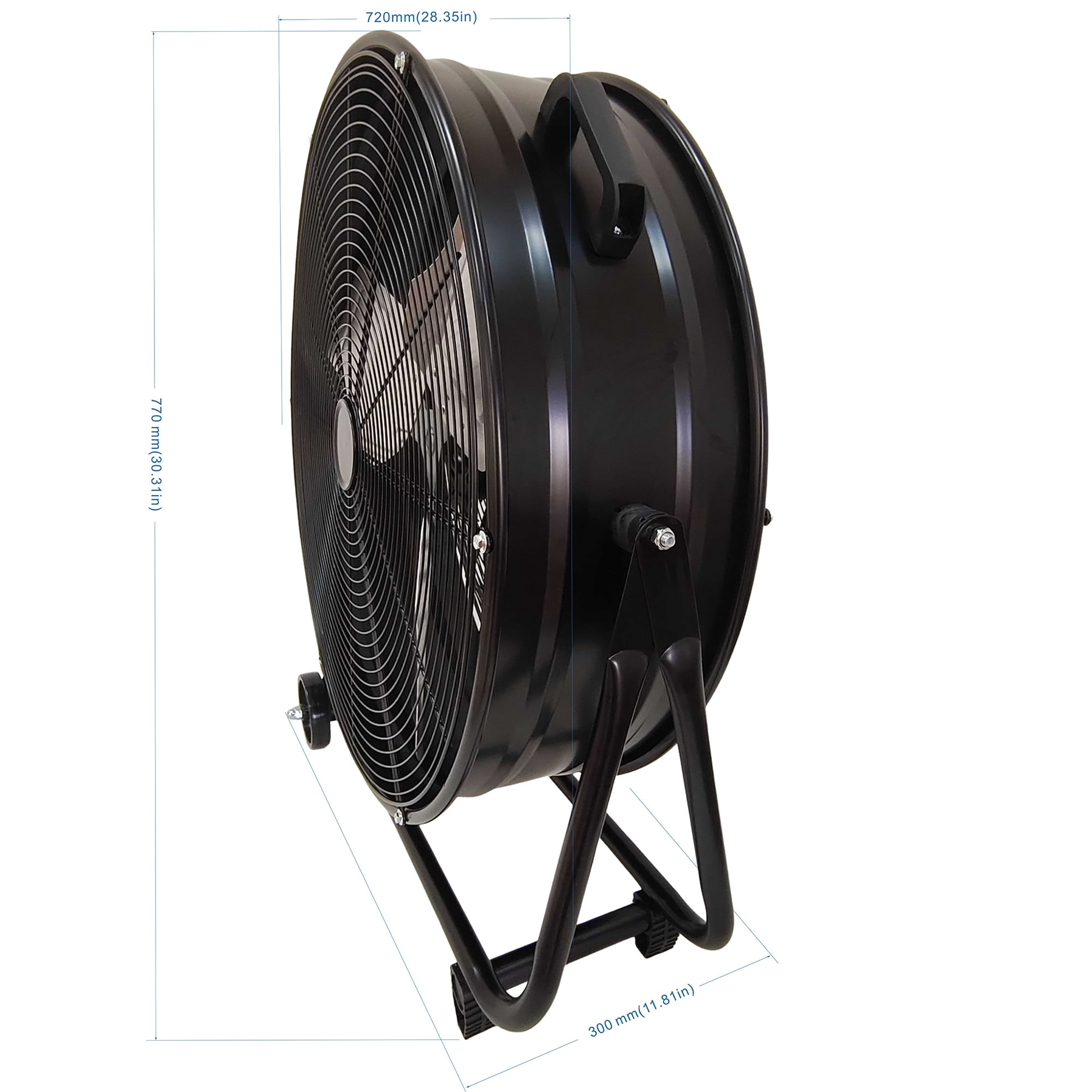 MAYEERTY 24in Metal Industrial Drum Fan, 2-Speed Copper Motor Aluminum Blades, 10250 CFM High Velocity for Garage Warehouse