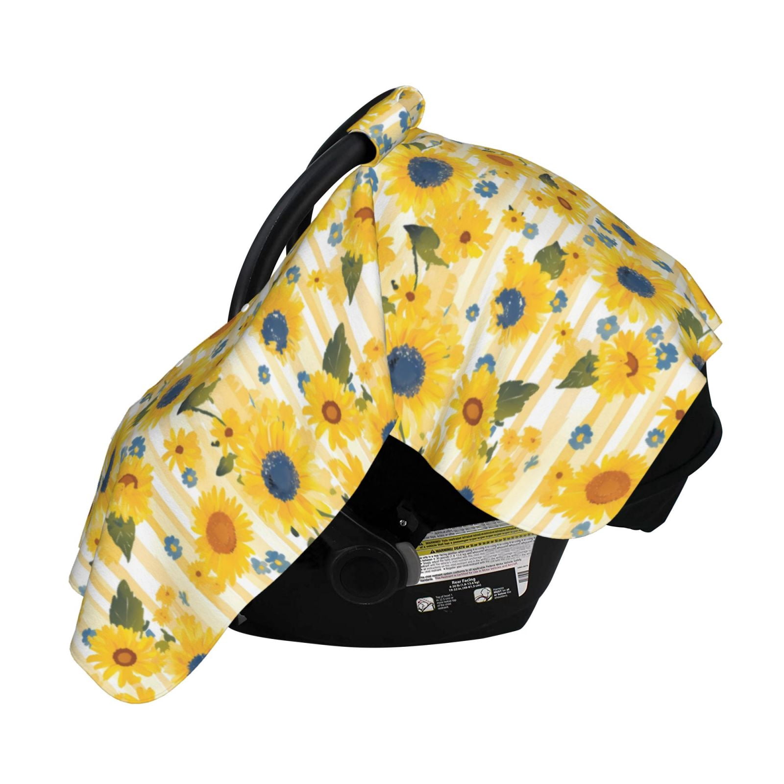 Naloa Blue Floral Sunflower Baby Car Seat Cover, Breathable Baby Carrier Cover, Multiuse Baby Carrier Cover & Nursing Breastfeeding Cover