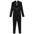thumbnail image 6 of Manyakai Women Rhinestone Gymnastics Unitard One Piece Dancewear Ballet Leotard Ice Skating Jumpsuit Black M, 6 of 7