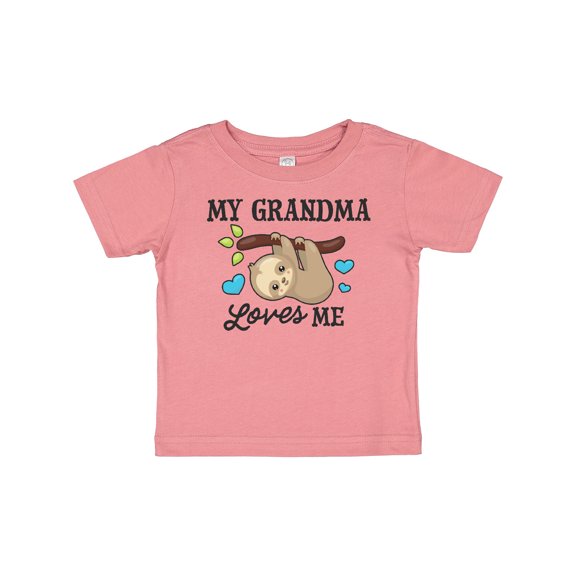Inktastic My Grandma Loves Me with Sloth and Hearts Boys or Girls Baby T-Shirt