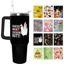 40 oz Chicken Print Tumbler with Handle and Straw Lid 40oz Chicken Themed Gifts Double Stainless Steel Insulated Cup Chicken Travel Coffee Mug