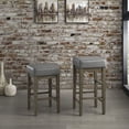 thumbnail image 3 of Lexicon 29 Inch Pub Height Wooden Bar Stool Leather Seat Barstool, Gray (2 Pack), 3 of 4
