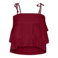thumbnail image 5 of RYRJJ Women's Summer Spaghetti Strap Cami Tank Tops Layered Ruffle Tie Shoulder Flowy Sleeveless Shirts Camisole(Red,XL), 5 of 7