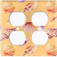 thumbnail image 2 of Metal Light Switch Wall Plate Outlet Cover (Colorful Ocean Sea Shells Orange - Double Duplex), 2 of 2