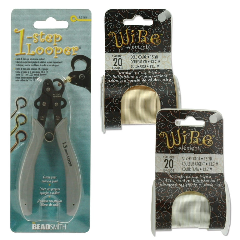 The Beadsmith Looper Kit – Includes a 1-Step Looper Plier & 2  Tarnish-Resistant Wire Spools, 15 Yards Each in Silver & Gold – Create  Consistent Loops for Wire Jewelry in One Step 