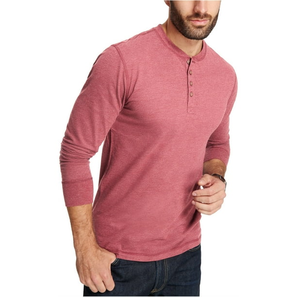 Camiseta henley jaspeada vintage para hombre resistente a la intemperie, rojo, XXL Weatherproof henley