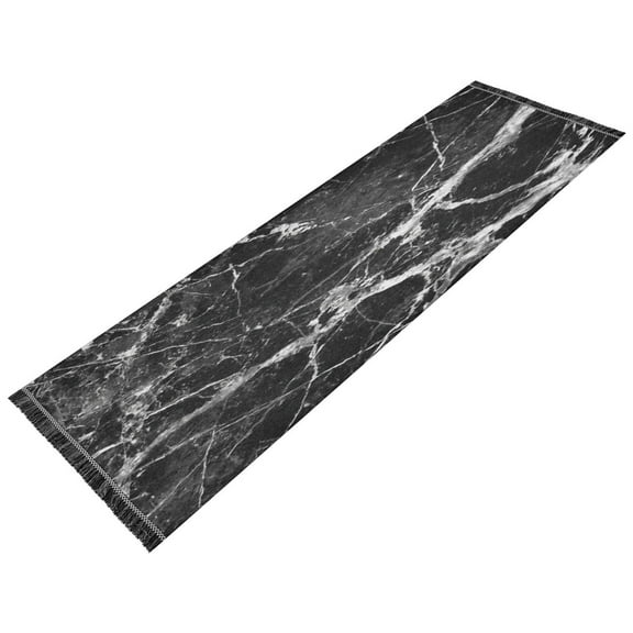 Vintage Modern Runner Rug,Non Slip Machine Washable 72"x23.5" Polyester Material Pet-Friendly Durable,Applicable to Entryway Rug Living Room Rug Black Marble