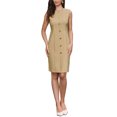 thumbnail image 2 of VESTIDO SIN MANGAS INSPIRADOR CHIC 2026 para Mujeres, Cuello Redondo, Botones Decorativos en la Parte Frontal, Vestidos de Trabajo Casual de Negocios, Talla S, Color Caqui, 2 of 6