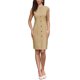 thumbnail image 2 of Vestido sin mangas para mujeres 2026 Verano Cuello redondo Botón decorativo frontal Vestidos de trabajo casuales de negocios XL Caqui, 2 of 6