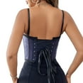 thumbnail image 5 of Sexy Lace Bustier Corset Crop Tops for Women - Summer Spaghetti Strap Corset Bustier Fashion Going Out Top, M, Dark Blue, 5 of 8