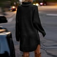 thumbnail image 4 of Winter Savings Clearance! Lindreshi Womens Fall Fashion Sweater Dress Women's Winter Casual Solid Color Knitted Sweater Long Sleeve Round-Neck Dress, 4 of 4