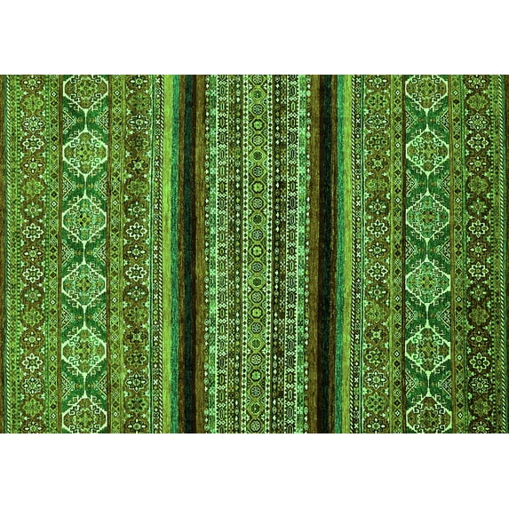 Ahgly Company Indoor Rectangle Abstract Green Modern Area Rugs, 5' x 7'