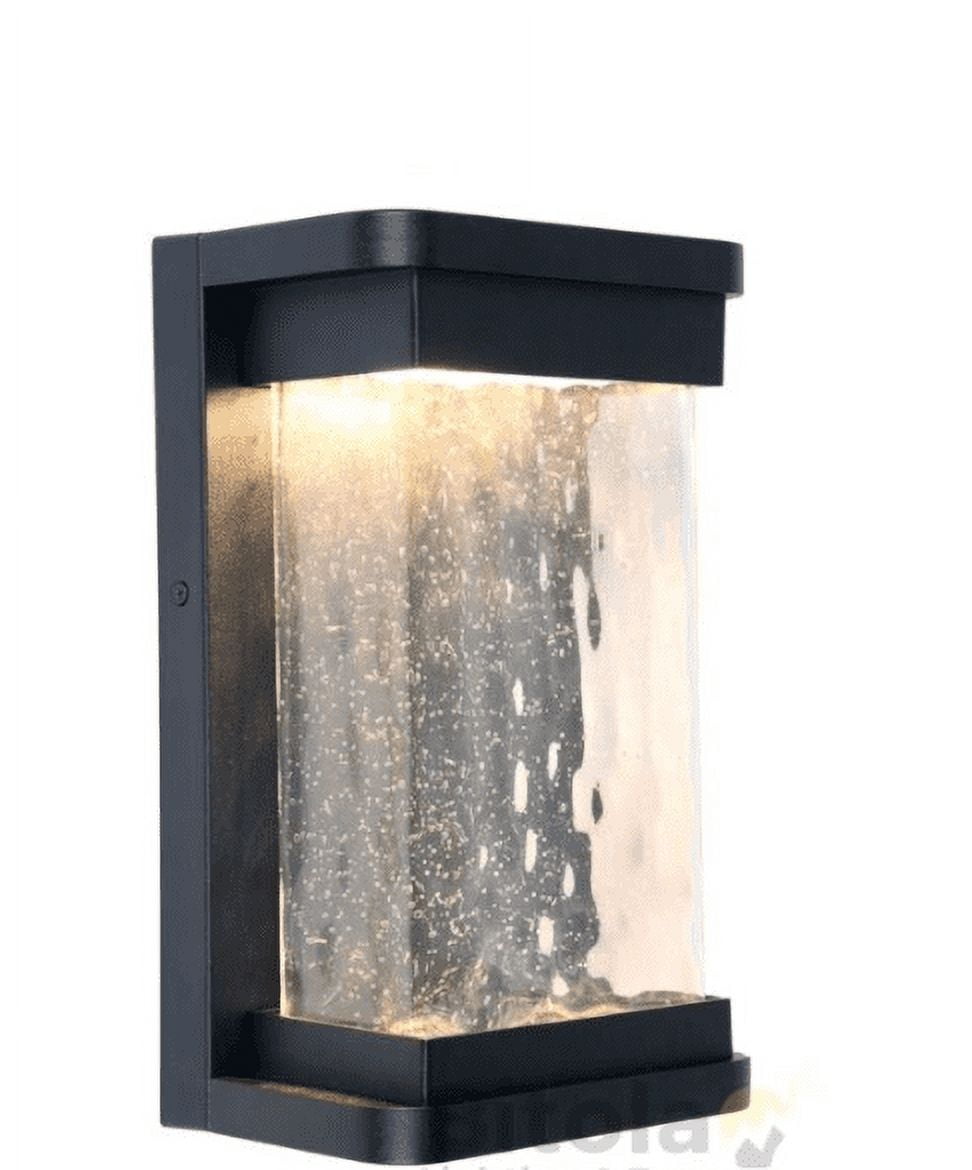 1-Light Black Integrated LED Outdoor Wall Lantern Sconce