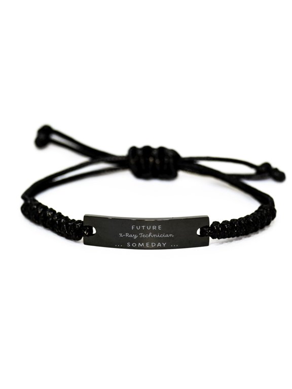 Future X-Ray Technician Inspirational Black Rope Bracelet for Graduation Gift
