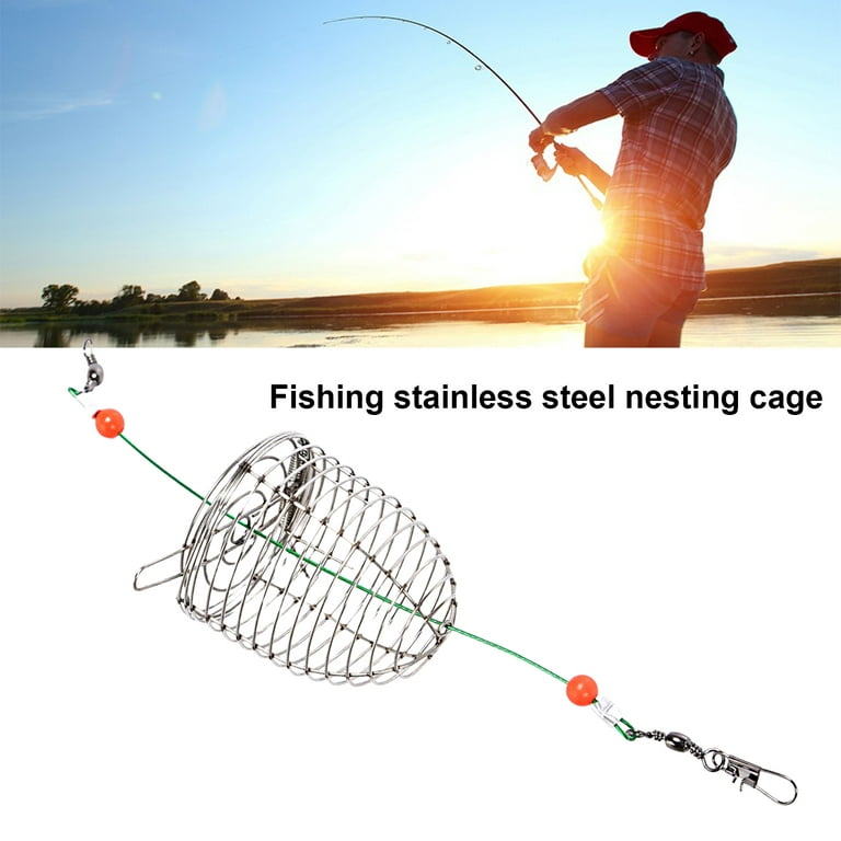 Mightlink Fishing Bait Cage Reusable Compact Size Rust-proof Wear-resistant  with Spring Increase Fishing Rate Stainless Steel Angling Lure Feeder Carp