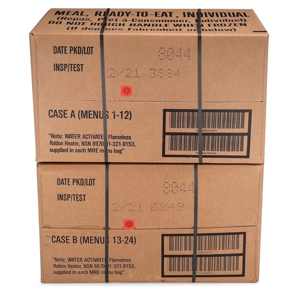 AMMO CAN MAN 24ct US Military Surplus MRE Meals Ready to Eat A+B Case Bundle Menus 1-24
