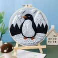 thumbnail image 2 of Punch Needle Kits Penguin and Snow Mountains Embroidery Starter Set with Hoop Easy for Beginners DIY Stress Relief Handmade Craft Hobby and Home Decor 20x20cm-1, 2 of 8