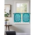 thumbnail image 3 of Turquoise Boho Tier Curtains 24 Inch Length,Sheer Curtains for Bedroom Living Room Window Abstract Art Floral Ethnic Tribal Rod Pocket Drapes Kitchen Curtains Small Half Window 27.5"x24" 2 Panels, 3 of 6