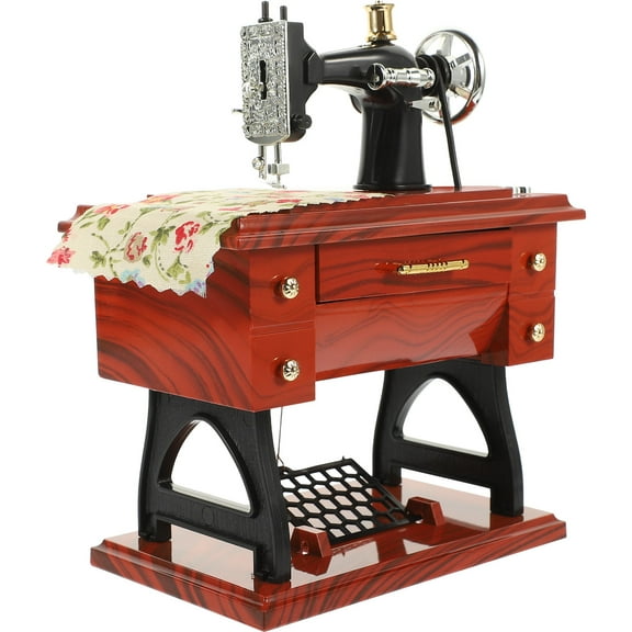 Mobestech Vintage Musical Sewing Machine Dark Red Creative Home Decoration
