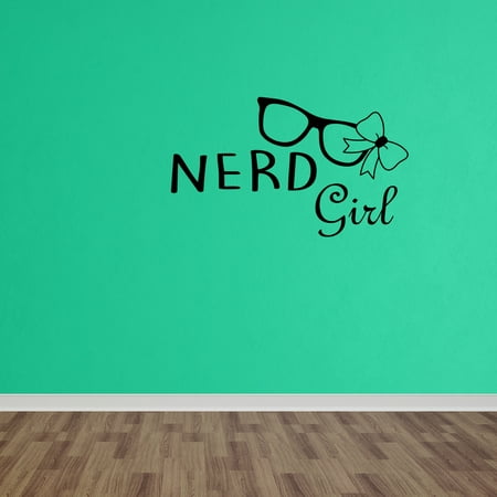 Wall Decal Quote Nerd Girl Wall Sticker Nerd Glasses Decal Nerd Girl Decal DP26