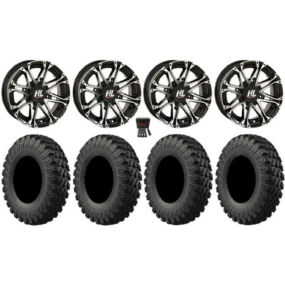 High Lifter HL3 14" Wheels Machined 28" MotoRally Tires Can-Am Maverick X3 / Honda Pioneer 1000 / Talon