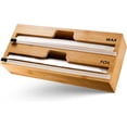 thumbnail image 6 of 2 in 1 Wrap Dispenser with Cutter and Labels, Plastic Wrap, Aluminum Foil and Wax Paper Dispenser for Kitchen Drawer, Bamboo Roll Organizer Holder, Compatible with 12" Roll, 6 of 6