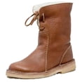 thumbnail image 3 of Botas de nieve de media pantorrilla para mujer, de tacón bajo, punta redonda, de algodón, con mangas de color liso, tallas 35 a 43, 3 of 5