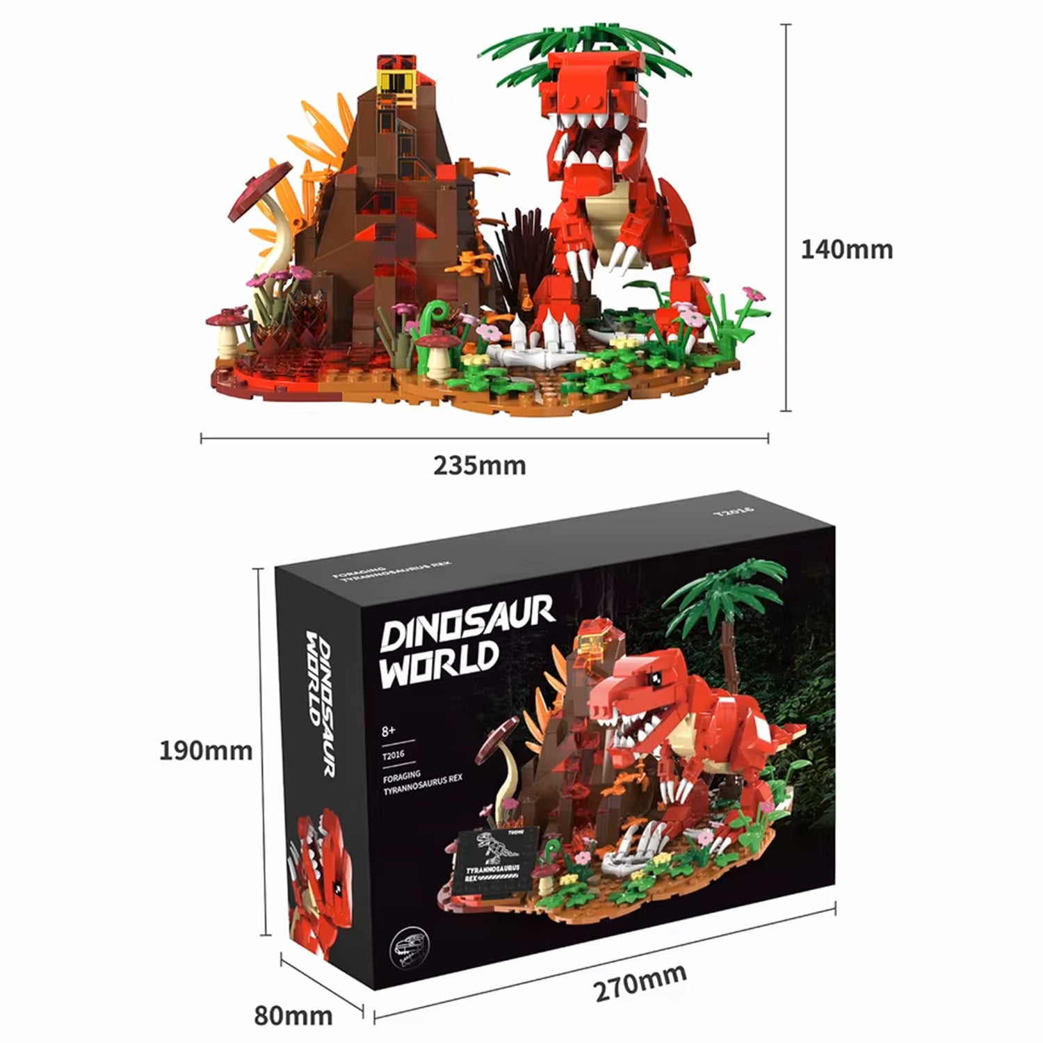 GZBrick Dinosaur World Building Sets Compatible with Lego Animals Volcano Foraging T.Rex for Adults Boy 559PCS