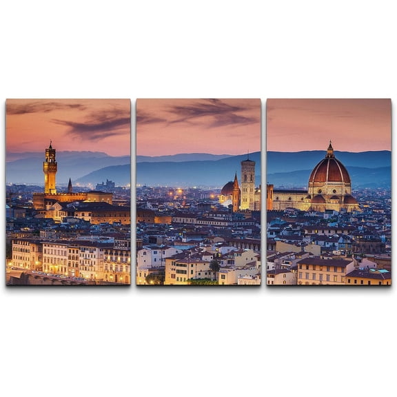 wall26 Canvas Print Wall Art Set Cathedral Duomo Sunset in Florence, Italy Architecture & Maps Cityscape Photography Realism Modern Multicolor for Living Room, Bedroom, Office - 24"x36"