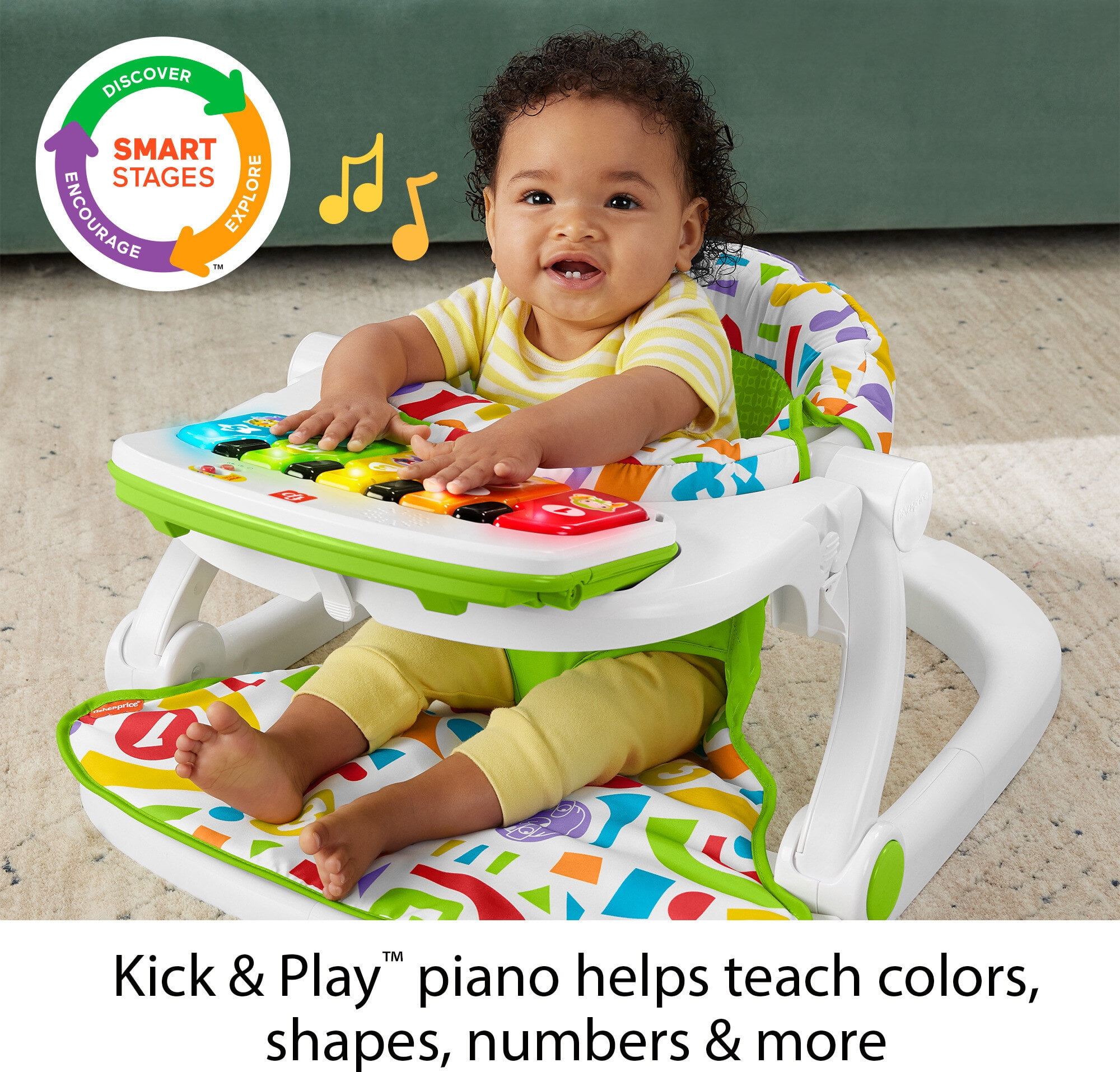 Fisher-Price Kick & Play Deluxe Sit-Me-Up Seat Portable Chair & Learning Toy for Baby & Toddler