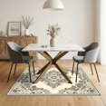 thumbnail image 3 of ODIKA 5'x7' Ultra-Soft Area Rug, Distressed Medallion Panel With Farmhouse Floral Vine Corners Boho Flowing None Washable, Bare feet friendly, Silk-Touch for Bedroom Home office, 3 of 7