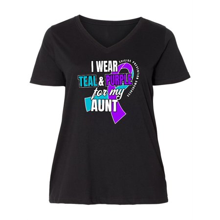 

Inktastic Suicide Prevention I Wear Teal and Purple for My Aunt Women s Plus Size V-Neck