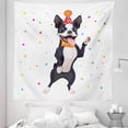 thumbnail image 1 of Boston Terrier Tapestry, Party Puppy Celebrating His Birthday on Colorful Stary Background, Fabric Wall Hanging Decor for Bedroom Living Room Dorm, 5 Sizes, Multicolor, by Ambesonne, 1 of 1