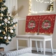 thumbnail image 3 of Red Merry Christmas Chair Covers Set of 6 Winter Pine Leaf Wreath Gold Snow Deer Chair Back Covers Stretch Removable Washable Slipcovers Protector for Dining Room Kitchen Party Decor, 3 of 5