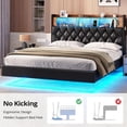 thumbnail image 5 of Amuzer Full Size Floating Bed Frame with Charging Station and LED Lights, Upholstered Platform Bed Frame with Storage Headboard, Black, 5 of 8