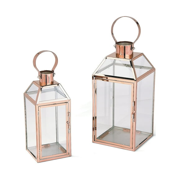 Copper Metal Lanterns (2Pc) - Home Decor - 2 Pieces