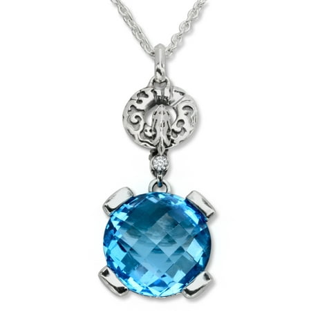 Evert deGraeve 8 1/3 ct Natural Swiss Blue Topaz Pendant Necklace in Sterling Silver