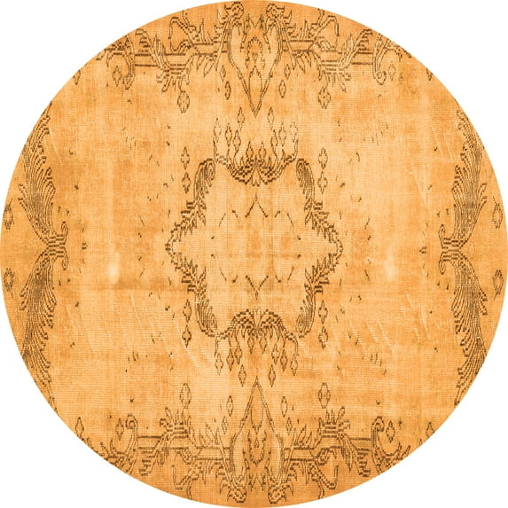 Ahgly Company Indoor Round Abstract Orange Contemporary Area Rugs, 7' Round