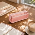 thumbnail image 6 of Mesh Zipper Pencil Pouch, Double Layer Transparent Exam Case, Large Capacity Stationery Organizer, for Students Back to School Supplies, Pink, 6 of 7