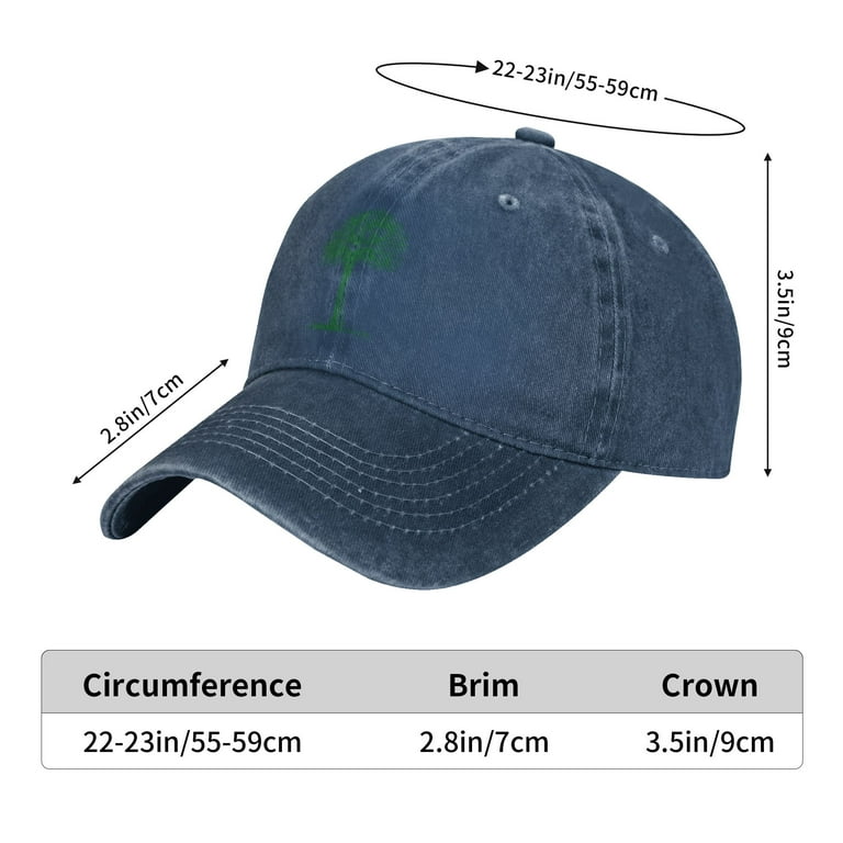 ZICANCN Adjustable Baseball Cap Women, Green Palm Tree Pattern Hats for Men  Adult Washed Cotton Denim Baseball Caps Fashion, Navy Blue 