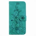 thumbnail image 3 of For Samsung Galaxy S25+ 5G 6.7" lily Embossed Strong Magnetic Attachment/Closure, Card Slots/Pocket, PU Leather Flip Wallet Case ﻿,Green,For Galaxy S25+ 5G, 3 of 7