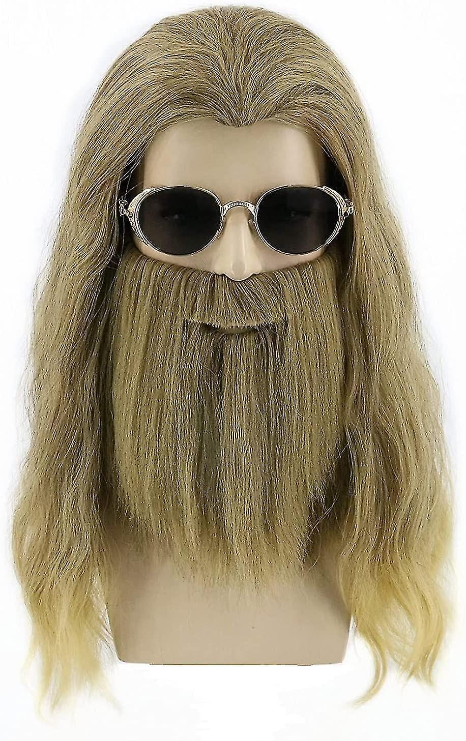 Peluca De Cosplay Para Hombre Larga Y Rizada De Pelo Marró