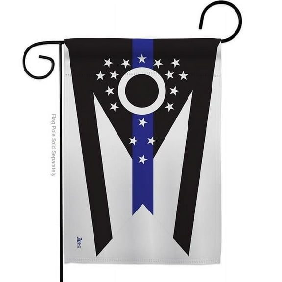Americana Home & Garden G142887-BO 13 x 18.5 in. Ohio Think Blue Line American State Garden Flag with Double-Sided Horizontal House Decoration Banner Yard Gift
