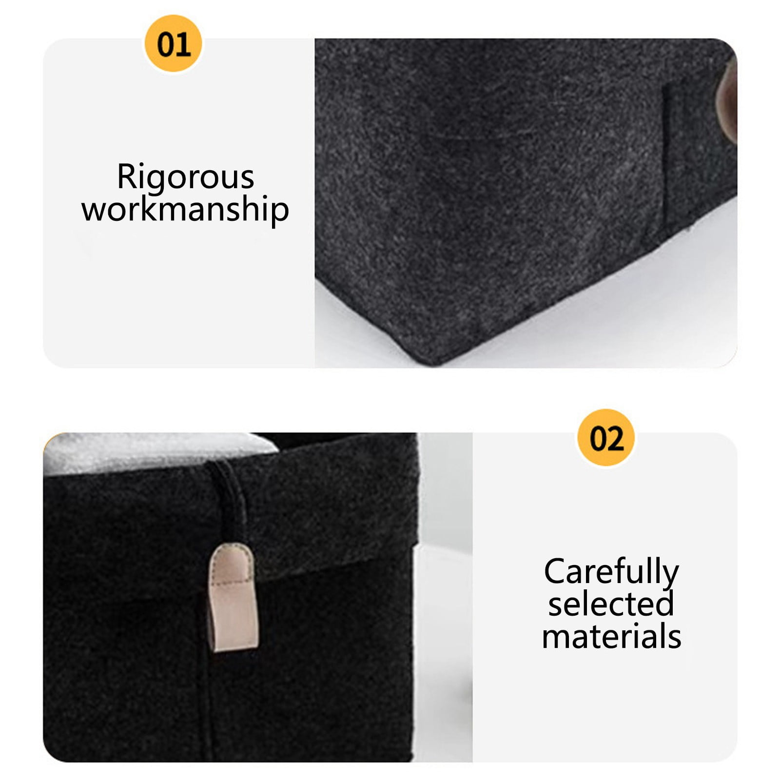 Soft Fabric Home Desktop Storage Basket for Snacks Sundries Office Supplies Cosmetics Collapsible Cotton Linen Bin with Handles for Kitchen Counter Shelf