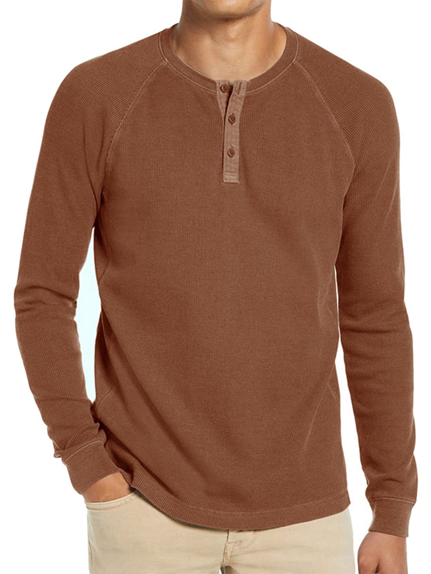 Bellella Men Henley Shirts Casual Long Sleeve Crew Neck Pullover Tops