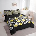 thumbnail image 3 of Castle Fairy Geometric Plaid Bedding Comforter Set,Minimalist Checkered King Bedding Sets, 3 of 8