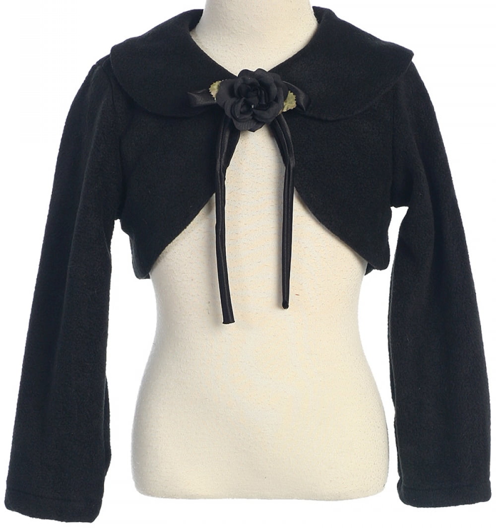 Little Girls Long Sleeve Fleece Party Flower Girl Bolero Jacket Cover